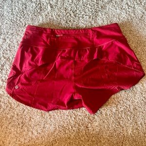 lululemon high waist speed up short in red